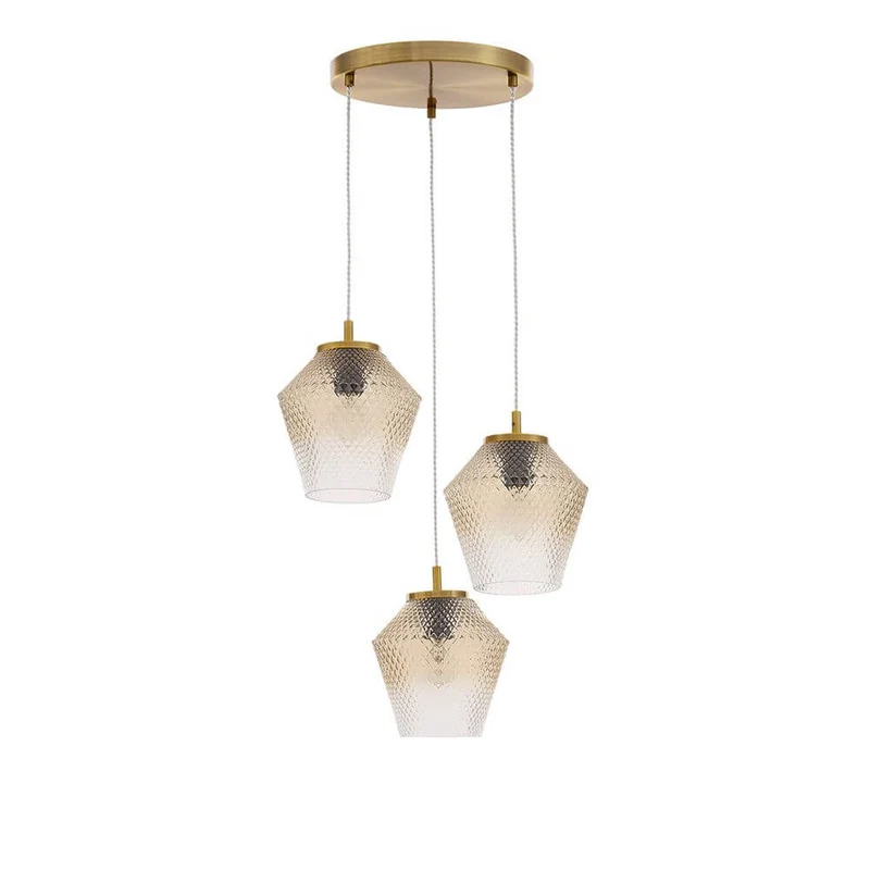 Magio Glas-Pendellampe 3-flammig Cognac