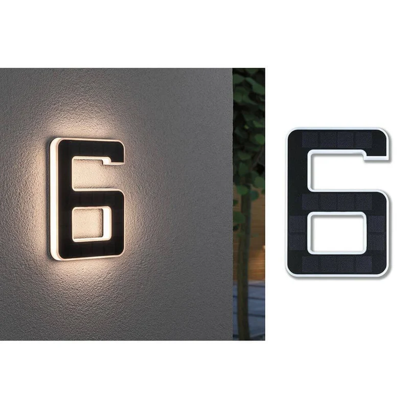 Solar LED Hausnummernleuchte Nummer 6
