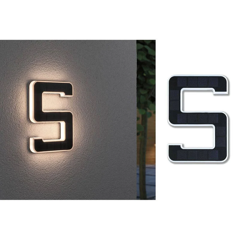 Solar LED Hausnummernleuchte Nummer 5