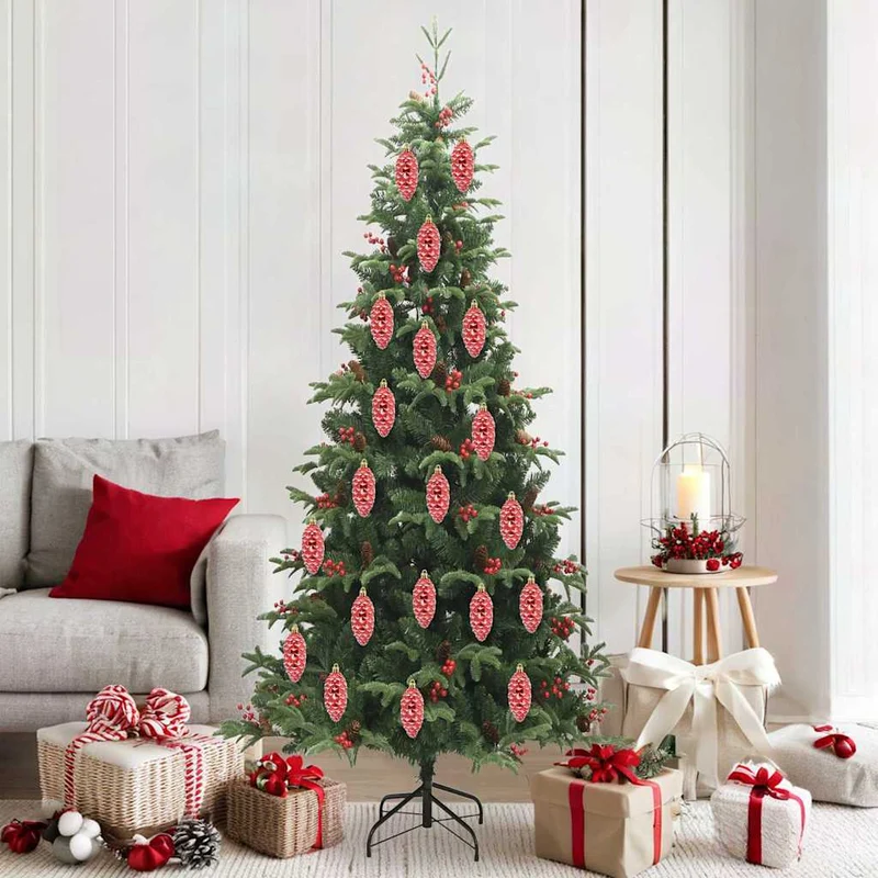 Vidaxl kerstdennenappeltje 40 st rood 4 x 9 cm kunststof