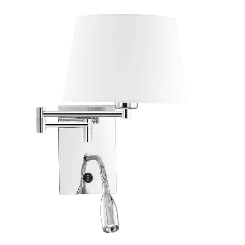Cingo Wandlampe mit LED-Leselampe Weiß, Chrom