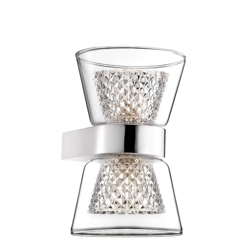 Boccale Glas-Wandlampe Chrom, Klar