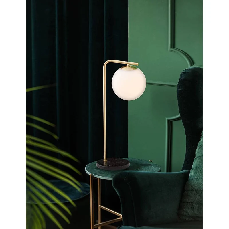 Alvarez Tischlampe mit Marmor-Fuß Gold, Schwarz