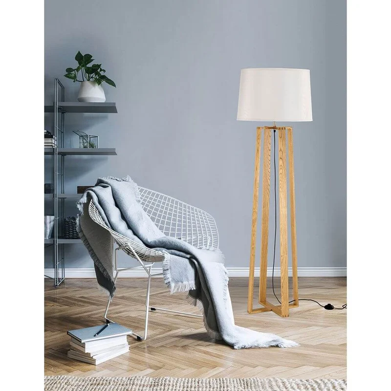 Alma Naturholz-Stehleuchte 167cm Weiß