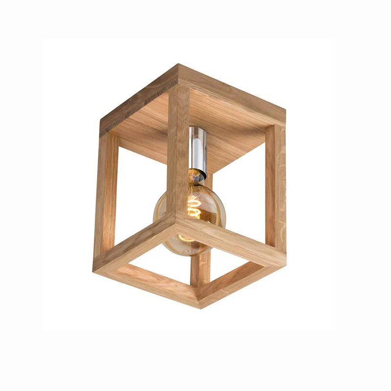 Holz Deckenleuchte 1-flg. Kago Eiche-Geölt Chrom