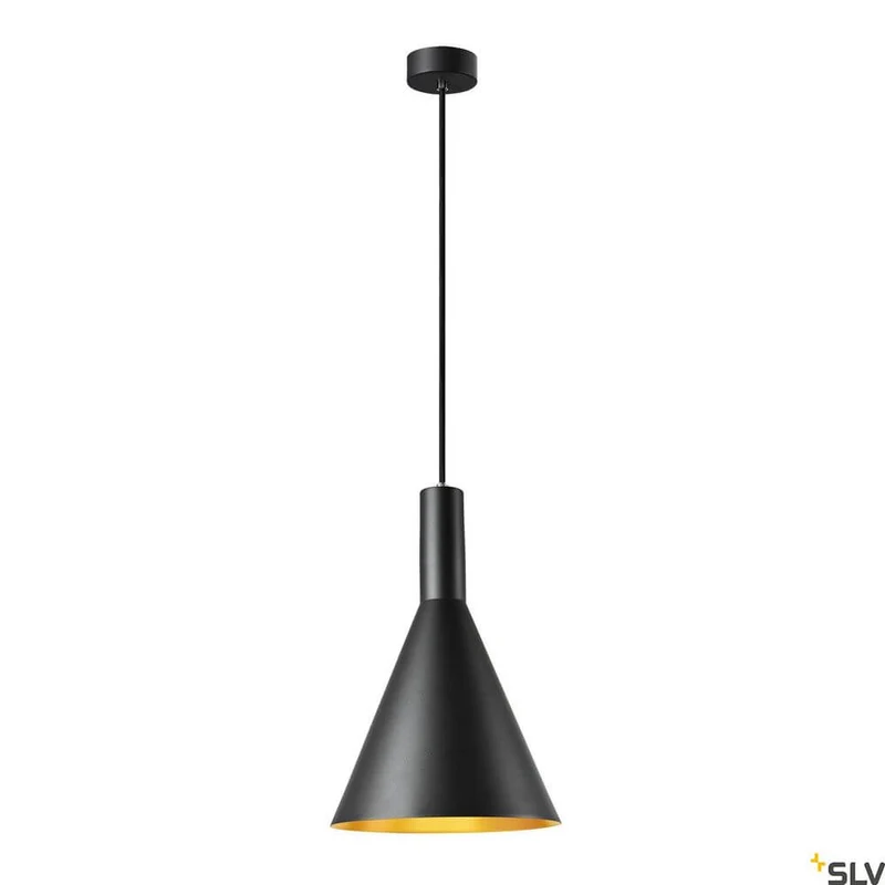Phelia 280 E27 Pendellampe Schwarz, Gold