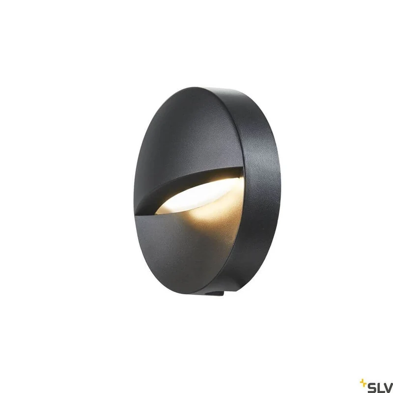 Downunder Out Round LED Wandeinbaulampe Anthrazit 3000K