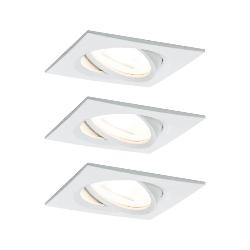 3er-Set Einbauleuchte LED Nova eckig Weiß