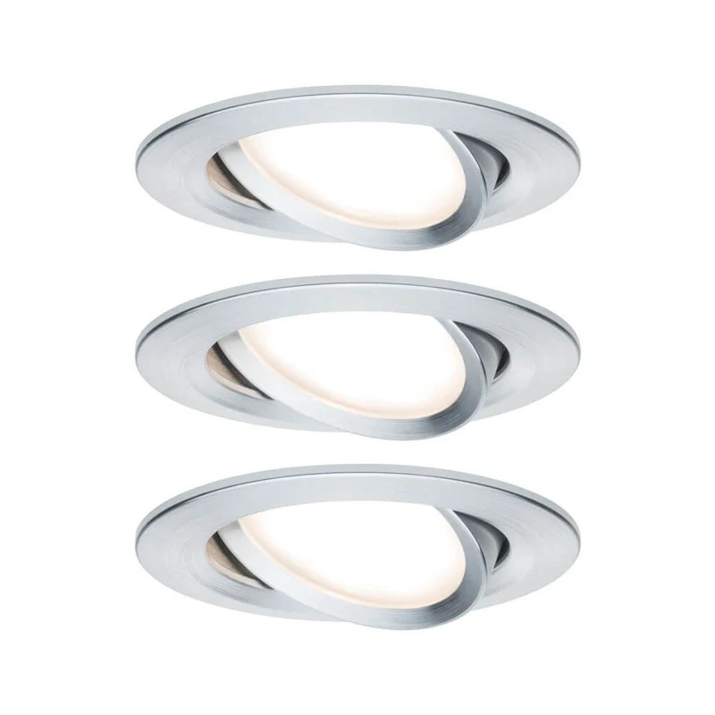 3er-Set Einbauleuchte LED Nova rund Alu-Gedreht