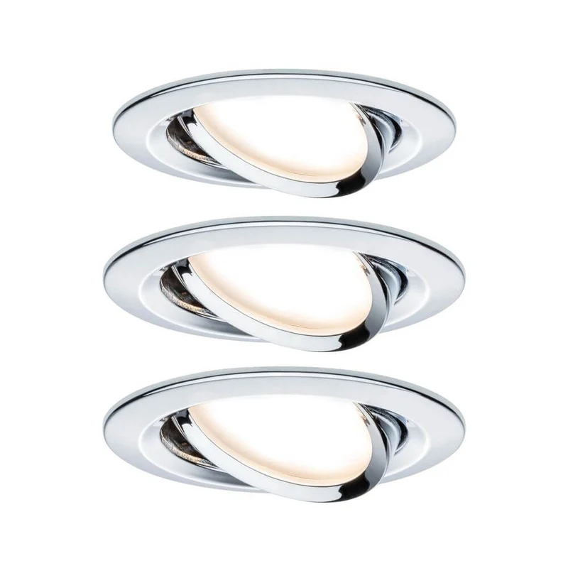3er-Set Einbauleuchte LED Nova rund Chrom