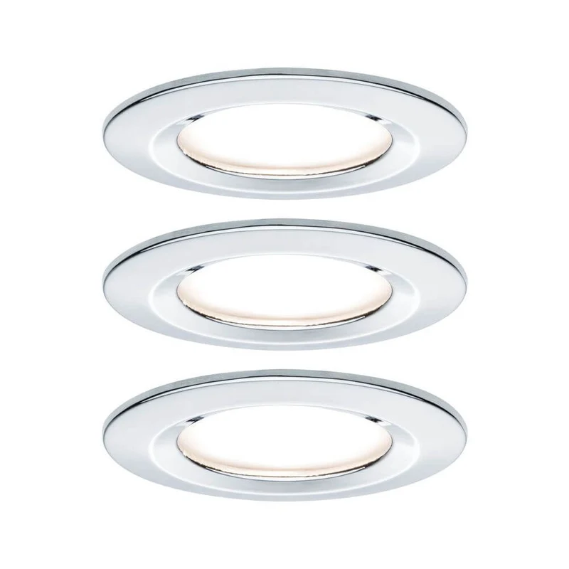 3er-Set LED Einbauleuchte Nova rund Chrom