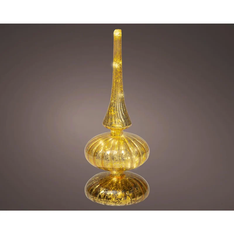 Lumineo micro led tafelpiek glas ø9x23cm goud warm wit