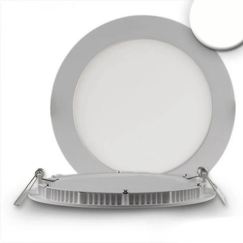 LED Einbaupanel Ø 15cm flach rund silber Dimmbar 9W Neutralweiß