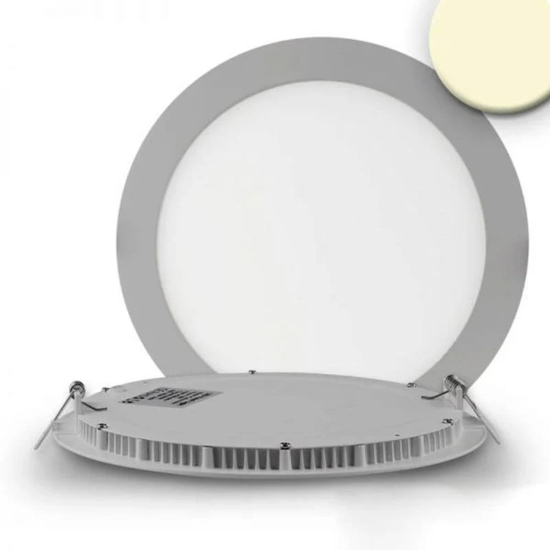 LED Einbaupanel Ø 22,5cm flach rund silber 18W Warmweiß