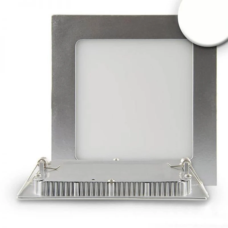 LED Einbaupanel 19 x 19cm flach eckig silber Dimmbar 15W Neutralweiß