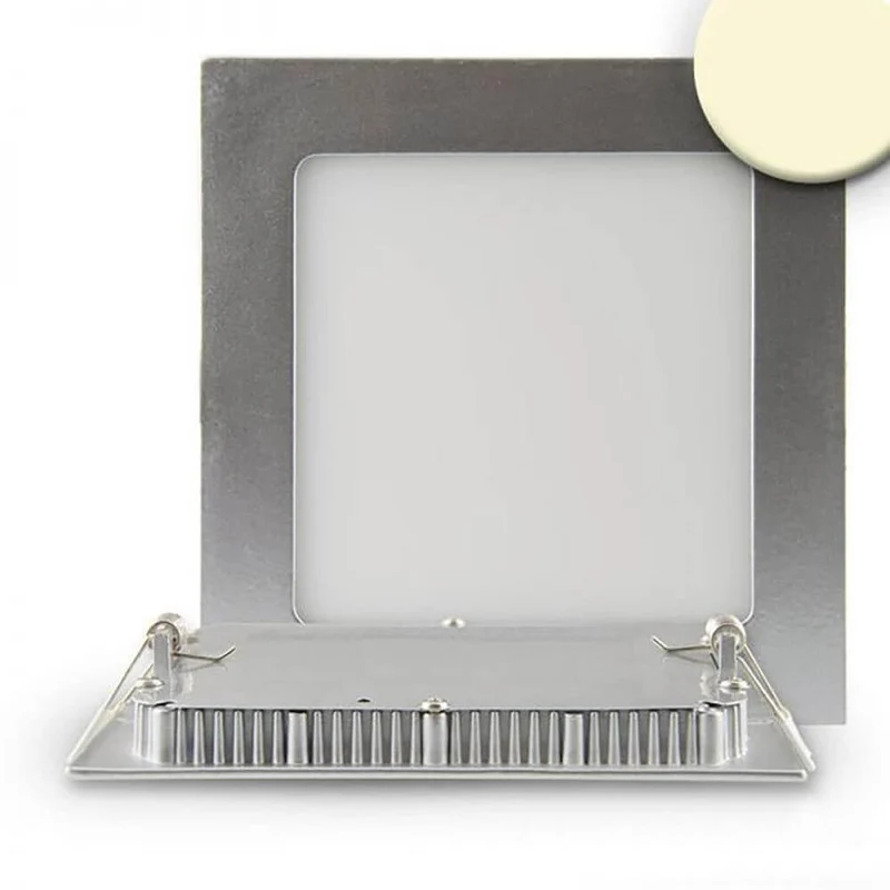 LED Einbaupanel 19 x 19cm flach eckig silber Dimmbar 15W Warmweiß