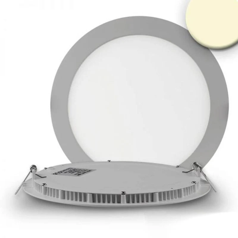 LED Einbaupanel Ø 22,5cm flach rund silber Dimmbar 18W Warmweiß