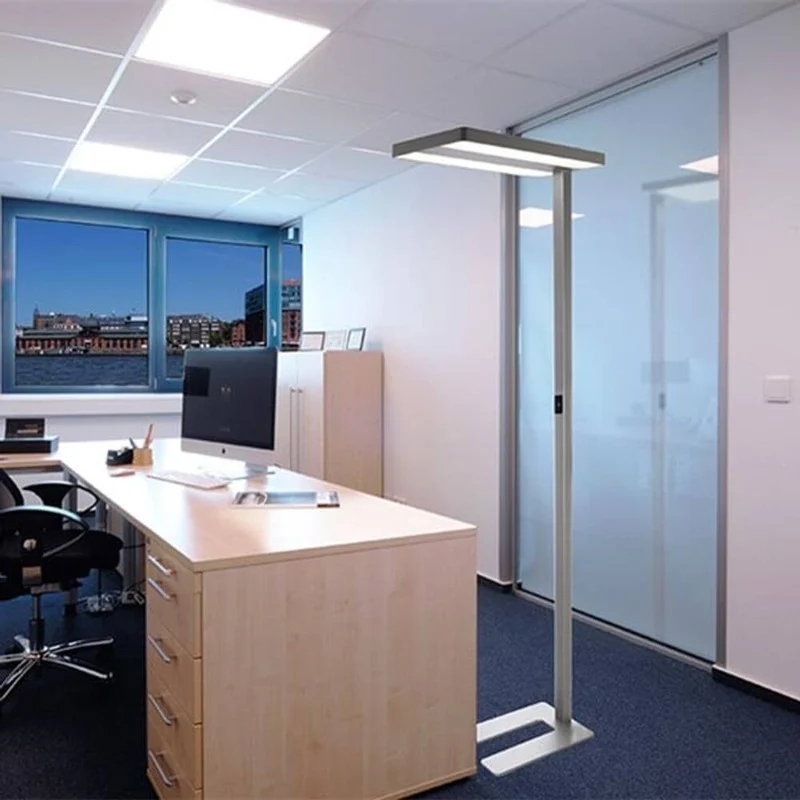 LED Büro Stehleuchte Office Pro 8300lm Dimmbar 4000K Silberfarben