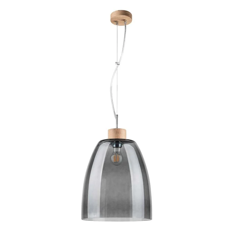Hängelampe Campana Eiche-Geölt, Rauchglas, Transparent