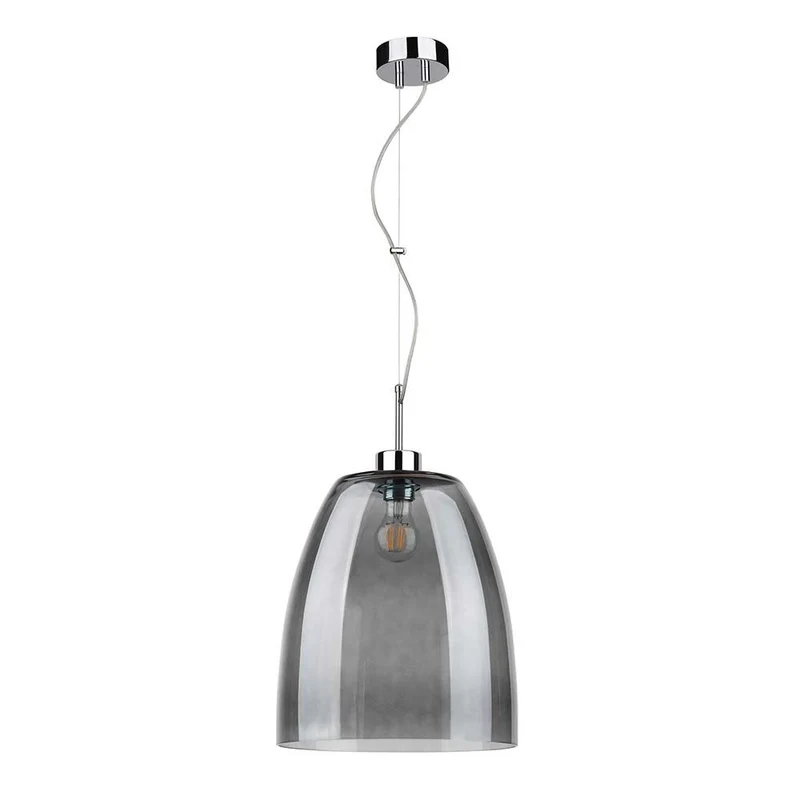 Pendelleuchte Campana Chrom, Rauchglas, Transparent