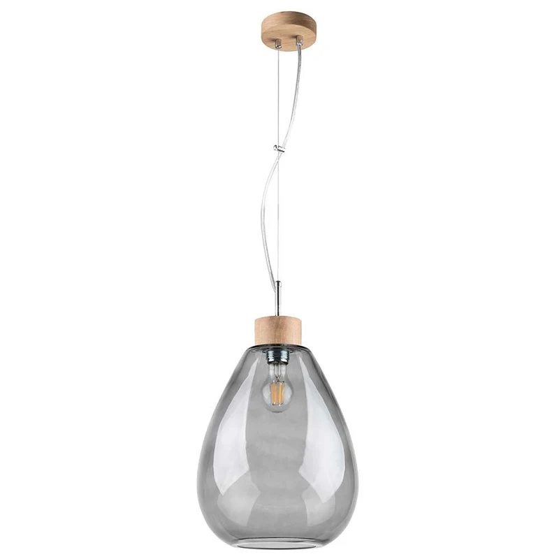 Pendelleuchte Piro Eiche-Geölt, Rauchglas, Transparent