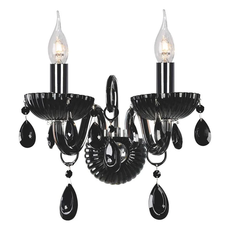 Wandlampe Queen 2-flammig Schwarz, Chrom