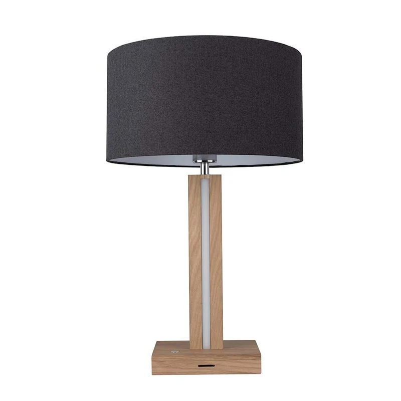 LED Tischlampe Asseto 980lm Eiche-Geölt, Schwarz