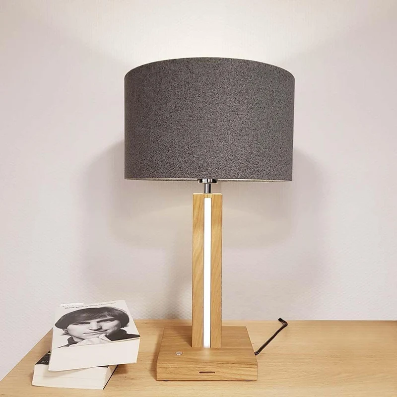 LED Tischleuchte Asseto 980lm Eiche-Geölt, Grau