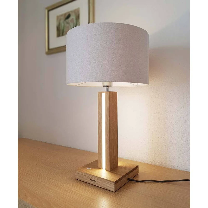 LED Tischlampe Asseto 980lm Eiche-Geölt, Beige