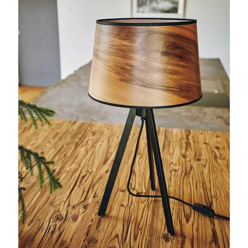 Dreibeintischleuchte Attica 60cm Satin Nussbaum