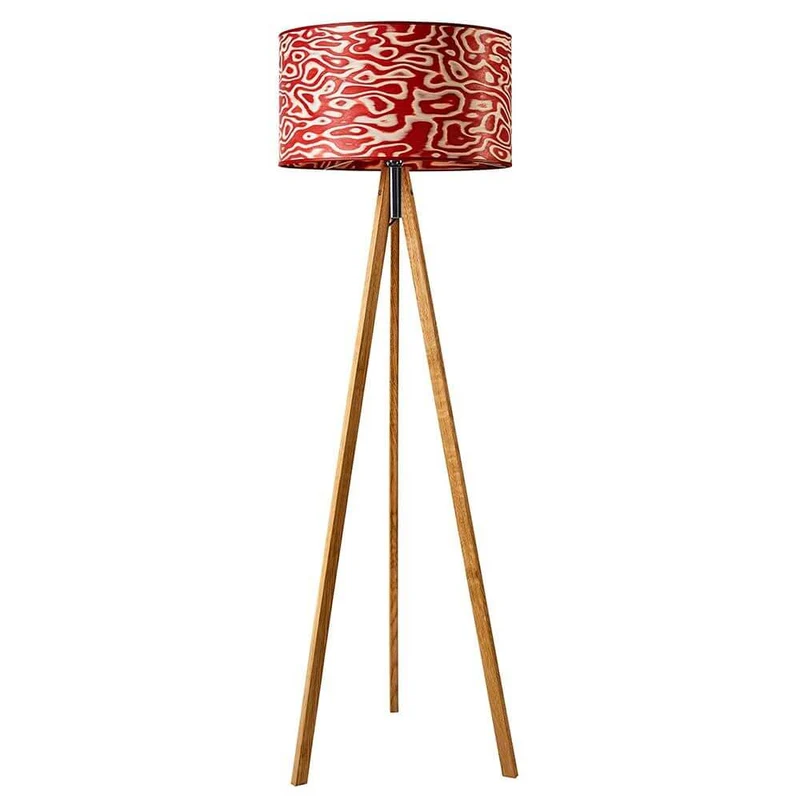 Dreibeinstehlampe Ligno 150cm Holzfuß Rosso
