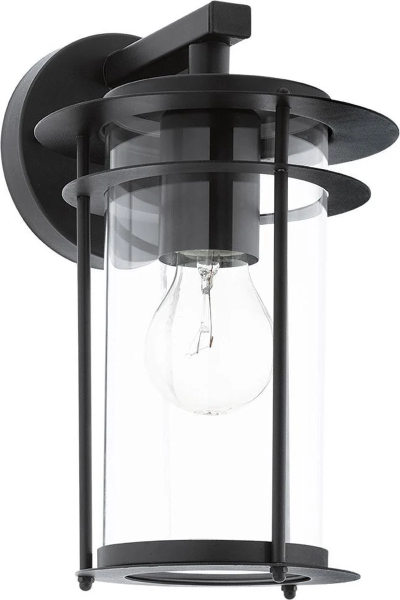 Eglo valdeo - buitenverlichting - ip44 - wandlamp - 1 lichts - zwart - helder