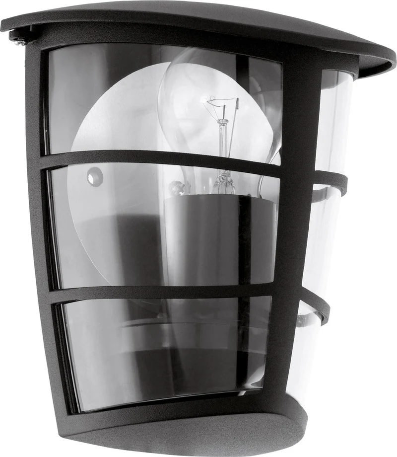 Eglo aloria - buitenverlichting - wandlamp - 1 lichts - zwart - helder