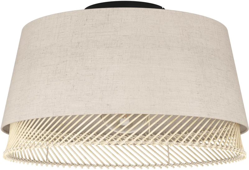 Eglo tabley plafondlamp - e27 - ø 38 cm - natuur|bruin|zwart - textiel