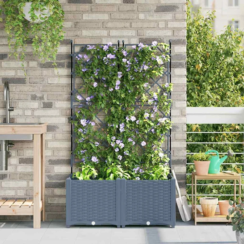 Vidaxl plantenbak 2 st lichtgrijs 80 x 40 x 143 cm pp