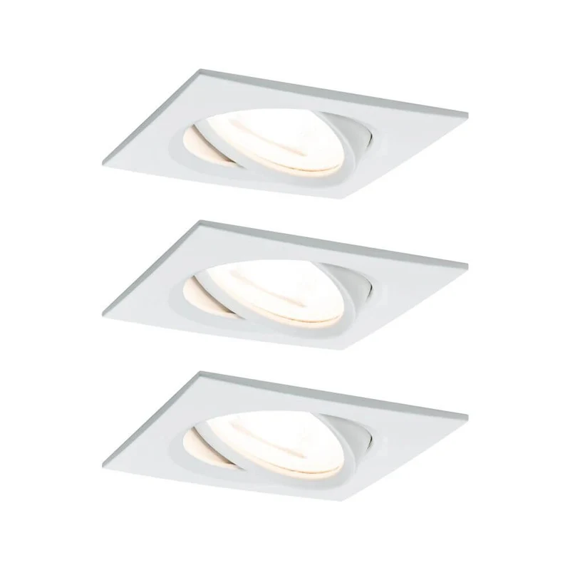 3er-Set Einbauleuchte LED Nova eckig 3-Stufen Dimmbar Weiß