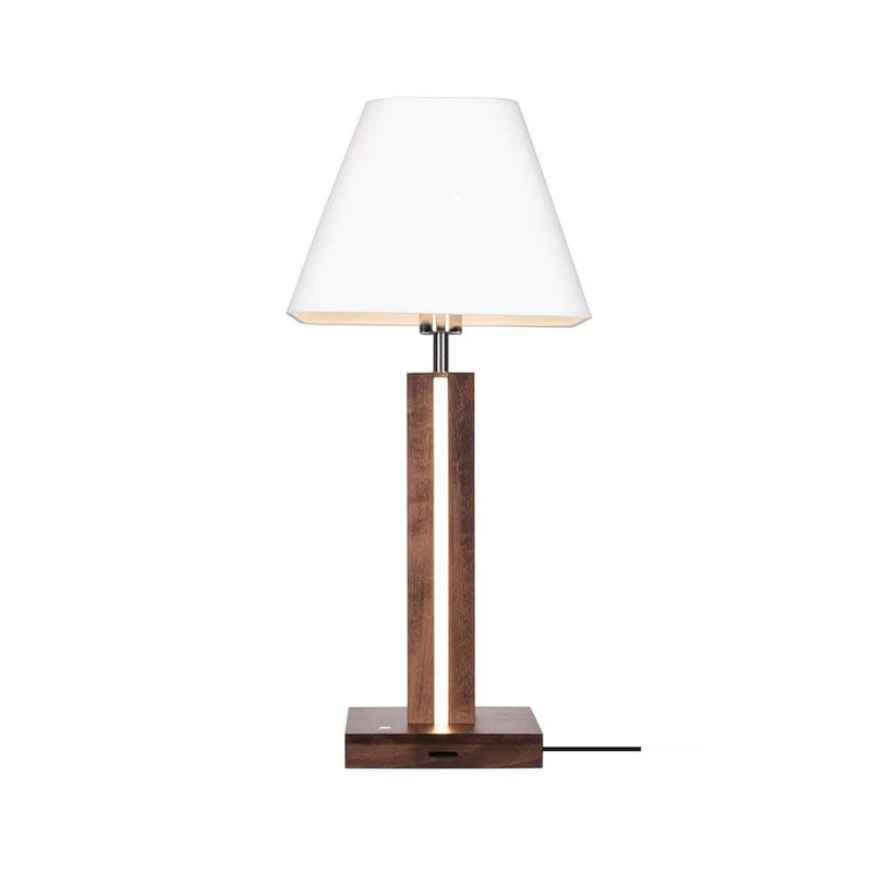 LED Tischlampe Quad 980lm Touch-Dimmer Nussbaum, Weiß, Schwarz