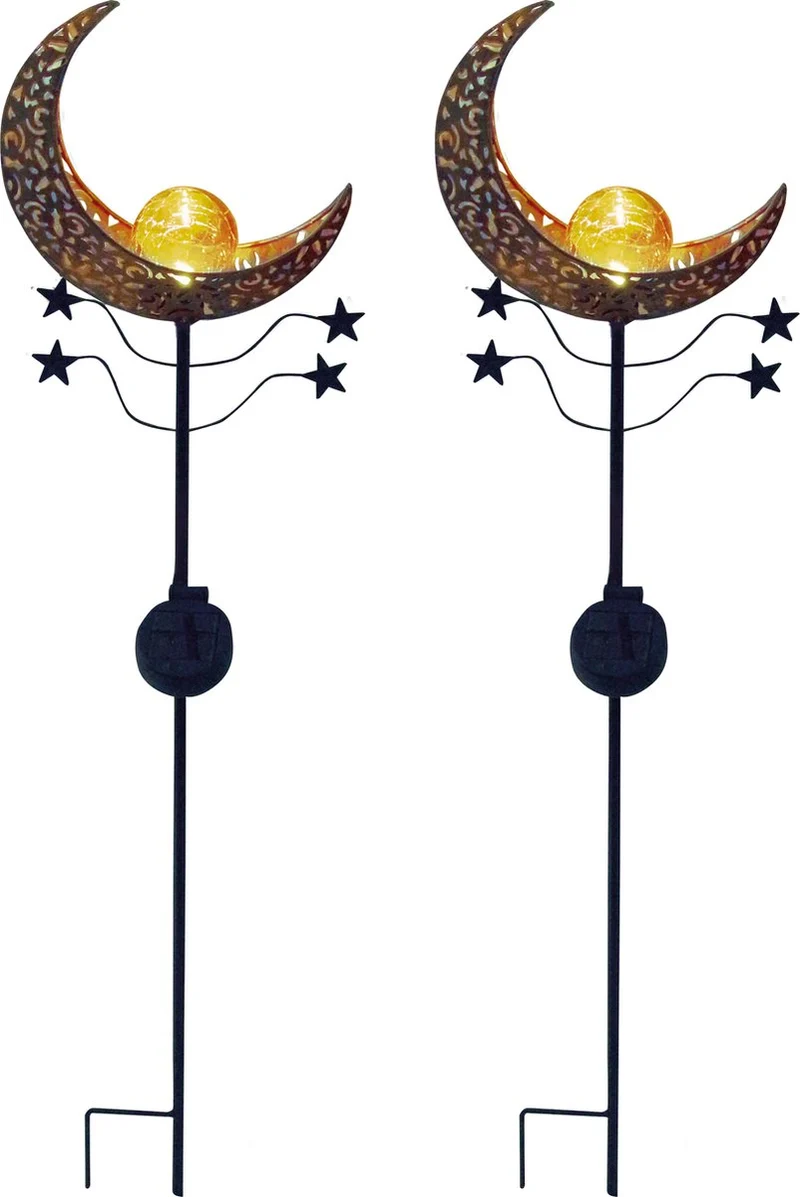 Luxform - tuinlamp met grondspies - mandala oranje - 2 stuks - led - werkend op zonne-energie