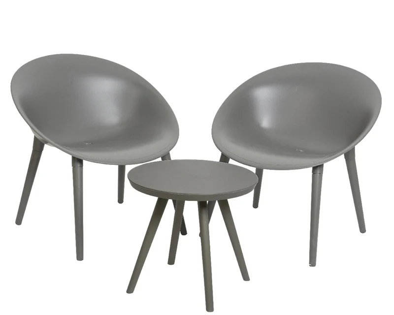 Decoris tuinset marbella kunststof antraciet. 2 stoelen en 1 tafel.