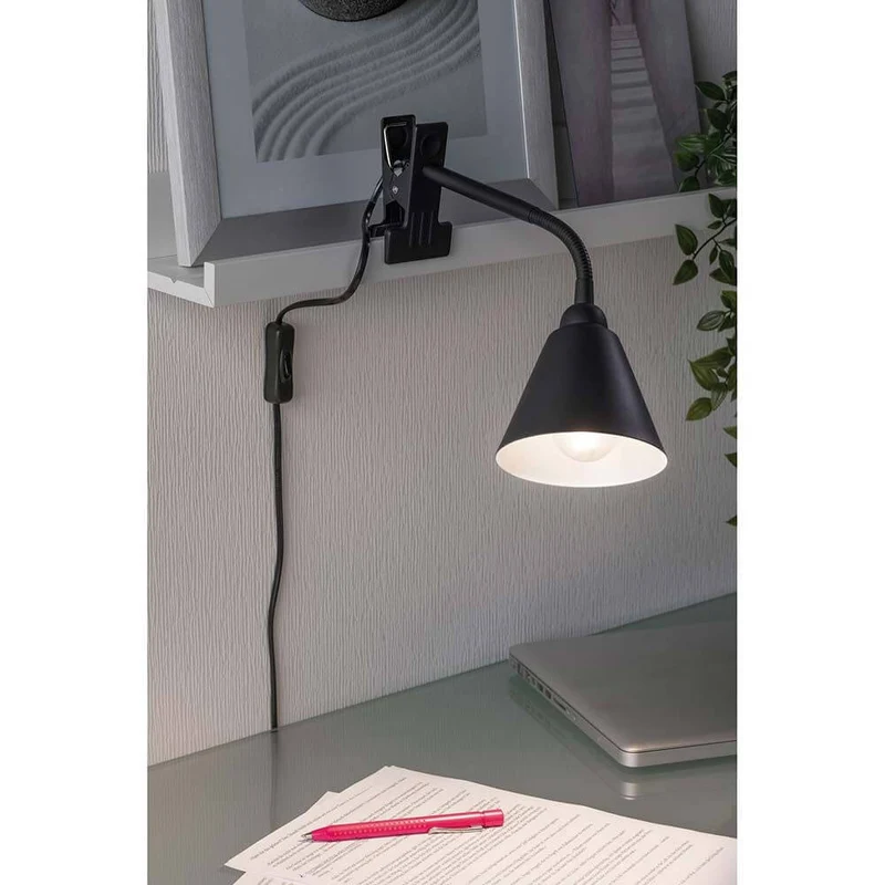 Klemmleuchte Vitis mit Flexarm Schnurschalter Schwarz