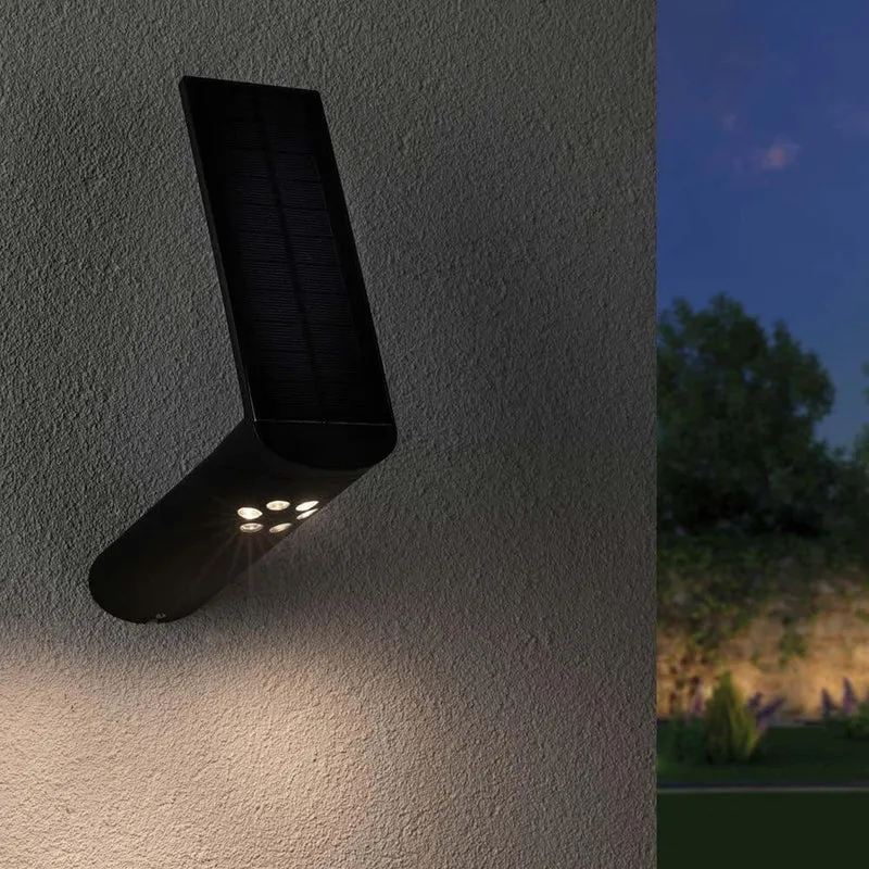LED Solar-Wandlampe Ilias IP44 3000K Bewegungsmelder Anthrazit