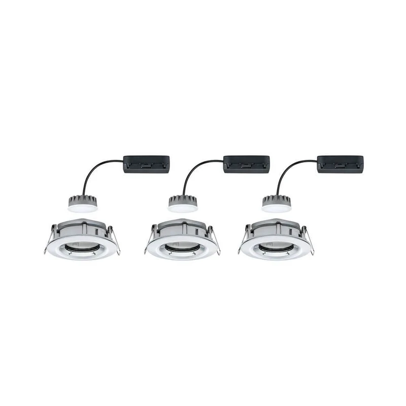 3er-Set LED Einbauleuchte Nova Plus Coin Dimmbar IP65 2700K Chrom