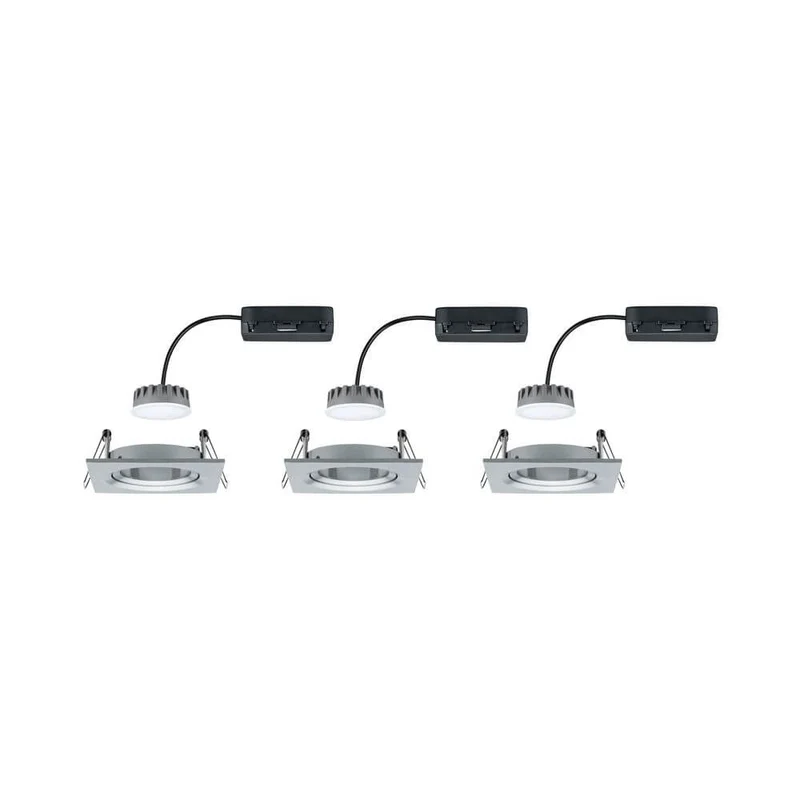 3er-Set LED Einbaulampe Nova Plus Coin Dimmbar 2700K Alu