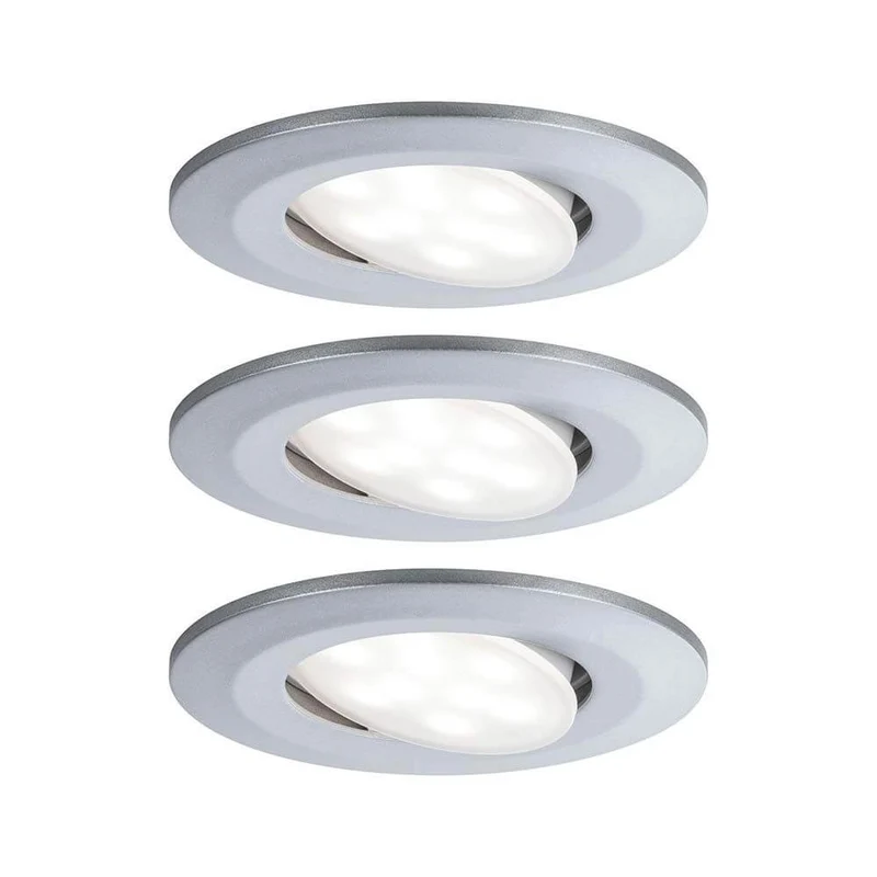 3er-Set LED Einbauleuchten Calla IP65 4000K Chrom-Matt