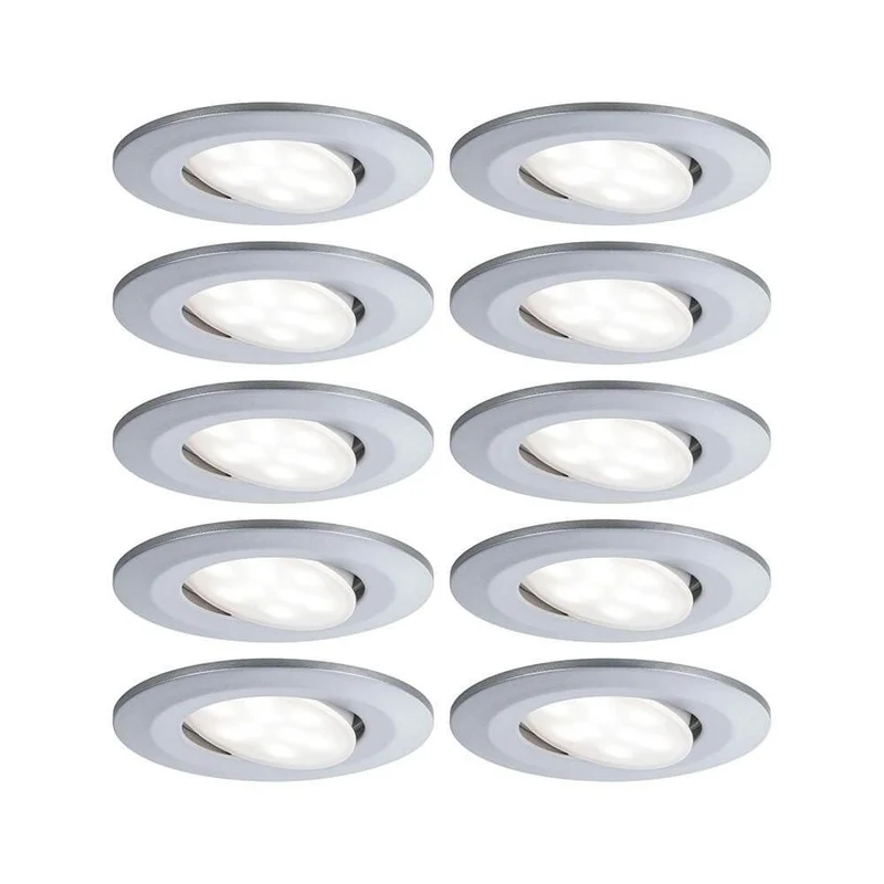 10er-Set LED Einbaulampen Calla IP65 schwenkbar 4000K Chrom-Matt