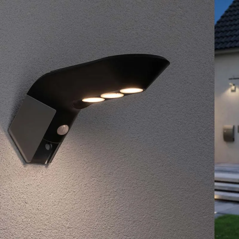 LED Solar Wandlampe Soley mit Bewegungsmelder IP44 3000K Anthrazit