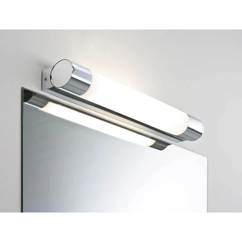 Wandleuchte Orgon IP44 Steckdose LED 7,5W 440mm Chrom Weiß Acryl