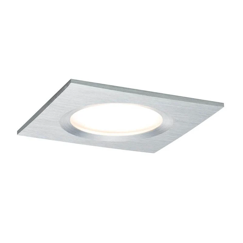 3er LED Einbauleuchten-Set Coin Slim IP44 eckig 6,8W Alu Dimmbar