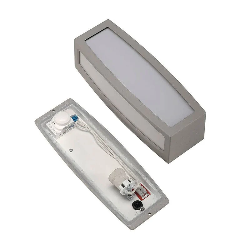 Meridian Box Wandleuchte silbergrau E27 max. 20W mit Sensor