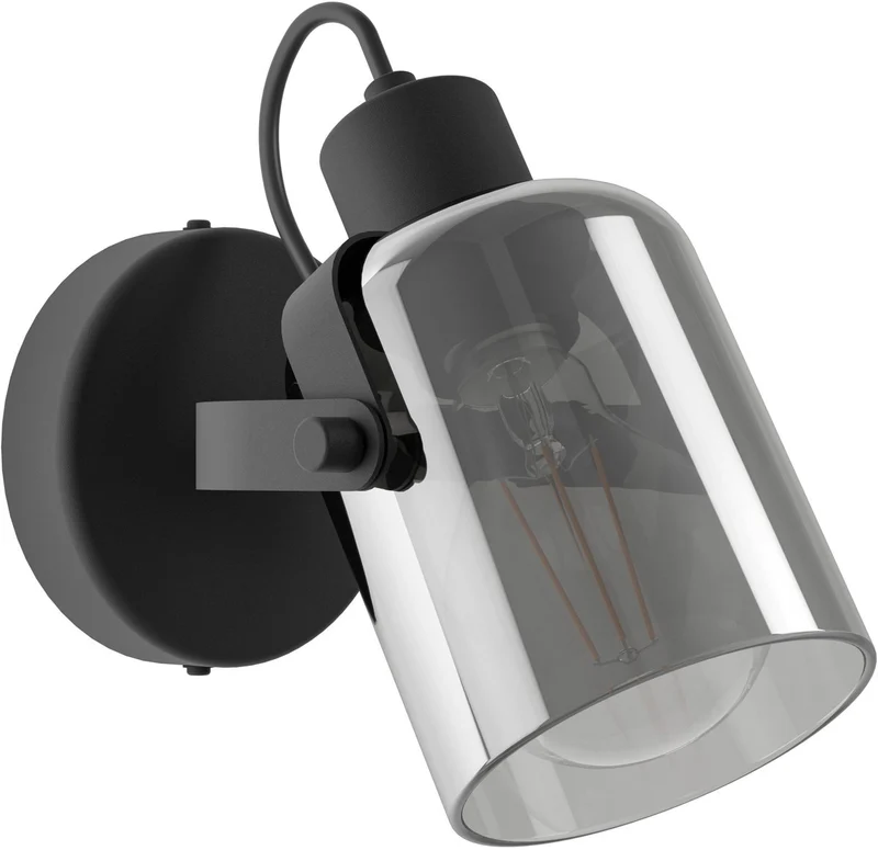 Eglo berregas spot - e27 - 11 cm - rookglas - zwart|grijs